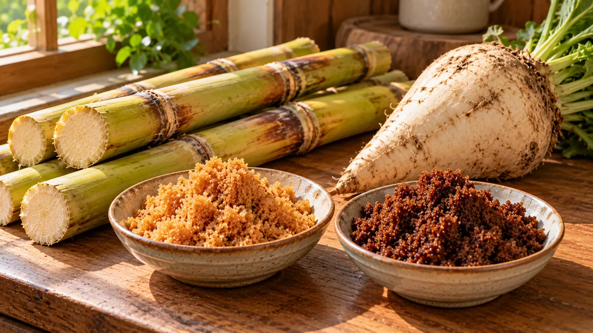 Đường nâu được làm từ gì: khúc mía, củ cải đường và hai bát đường nâu