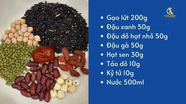 Nguyên liệu chuẩn bị để nấu cháo dinh dưỡng